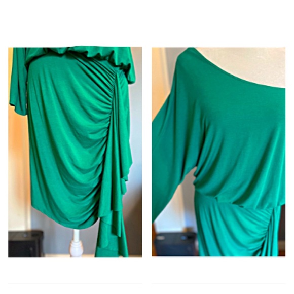 🎉👗SEXY & UNIQUE GREEN HOLIDAY PARTY DRESS EcoSkin M Asymmetrical, Sustainable - Picture 5 of 10